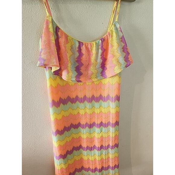 Lilly Pulitzer Chevron Spaghetti Strap Knit Lace Short Dress Womens S Hot Pink - Picture 2 of 4